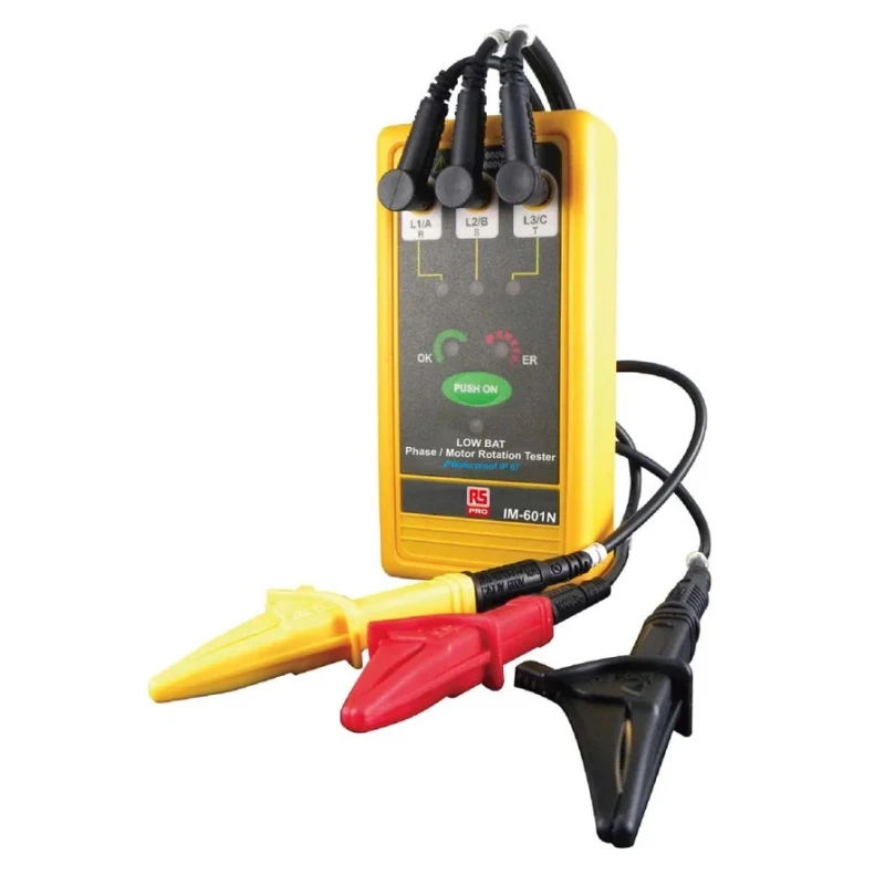 RS PRO Phase Rotation Tester LED Indicator 45 Hz to 400 Hz Frequency Max 600V AC 3.5mA Current Consumption 205-0082