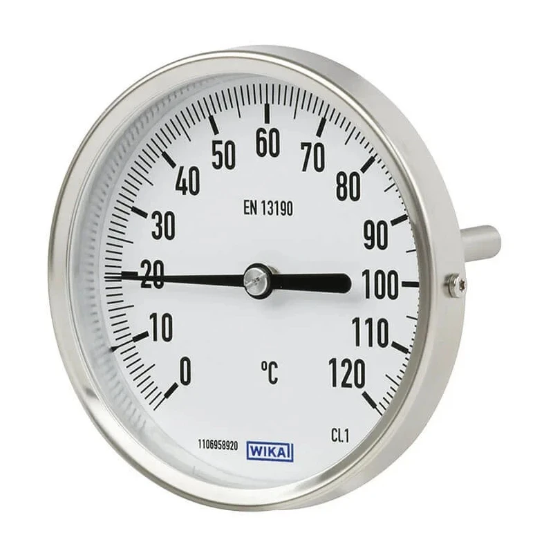 WIKA Dial Thermometer 63 mm Stainless Steel Case, ±5% Accuracy, 50 °C Maximum Temperature, Model 3903575