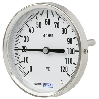 WIKA Dial Thermometer Stainless Steel Case 63mm, Back Mount, ±5% Accuracy 60 °C 3903583