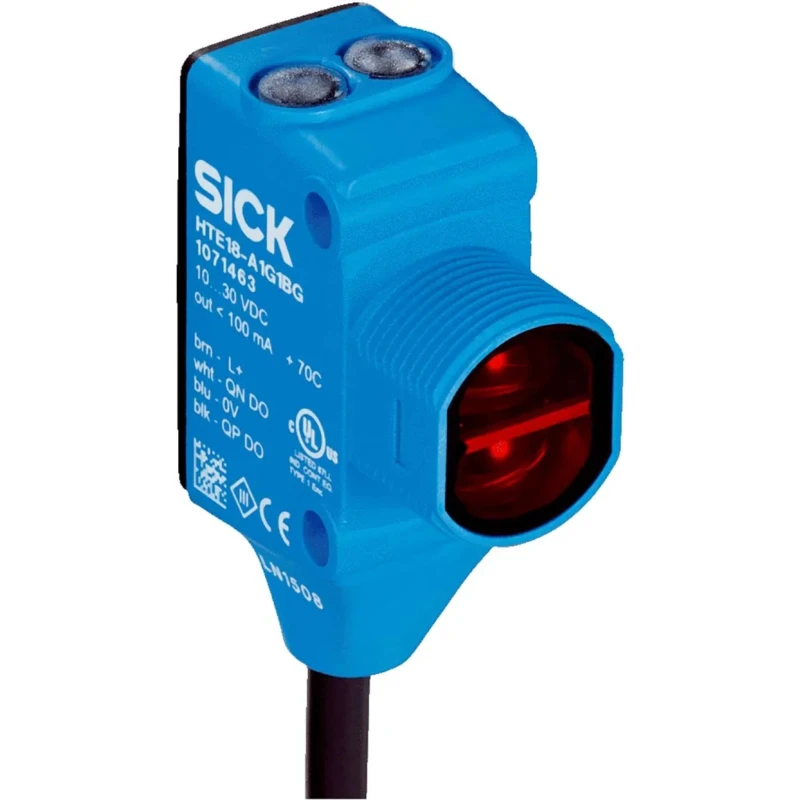 SICK Retroreflective Photoelectric Sensor, Block Style, 12 m Detection Range, PNP Output, IP67/IP69K Rated HL18L-P3B5BA