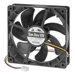Sanyo Denki 9S12 Series Axial Fan, 12V DC, 4.68W Power, 86.5 CFM Air Flow, 2700 RPM, Ball Bearing, 120x120x25 mm 9S1212H408