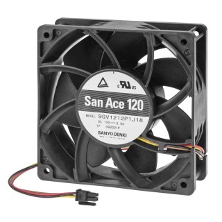 Sanyo Denki 9GV12 Series DC Axial Fan 12V DC 36W 224 CFM 6400 RPM Ball Bearing 120 x 120 x 38 mm 9GV1212P1J18