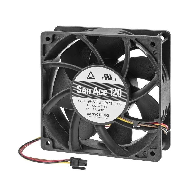 Sanyo Denki 9GV12 Series DC Axial Fan 12V DC 36W 224 CFM 6400 RPM Ball Bearing 120 x 120 x 38 mm 9GV1212P1J18