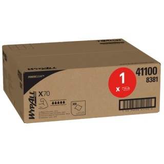 WYPALL WypAll® X70 Power Clean™ White Microfibre Cleaning Cloths 421 x 375 mm Dry Use Box of 300 8381042