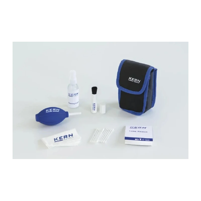Kern Microscope Cleaning Set Including Silicon Hand Blower, Dust Brush, 60 ml Cleaning Fluid, Optical Cloths OCS 901