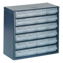 Raaco Drawer Storage Unit 24 Steel Enamelled Dark Grey Cabinet with 24 Blue Polypropylene Drawers 283 mm x 306 mm x 137546