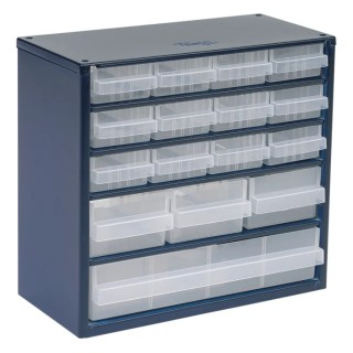 Raaco Drawer Storage Unit 16 Drawers Steel Frame Polypropylene Drawers Blue 282mm x 306mm x 150mm 137560