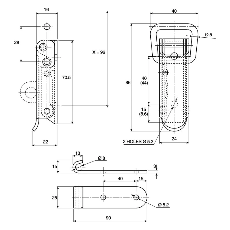Savigny Stainless Steel Spring Loaded Toggle Latch 86 mm x 40 mm x 22 mm 40032 IB