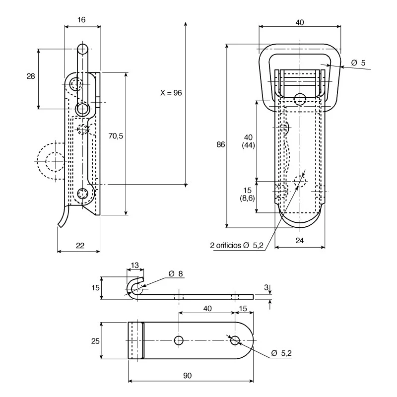 Savigny Stainless Steel Spring Loaded Toggle Latch 86 mm x 40 mm x 22 mm 40032 IB