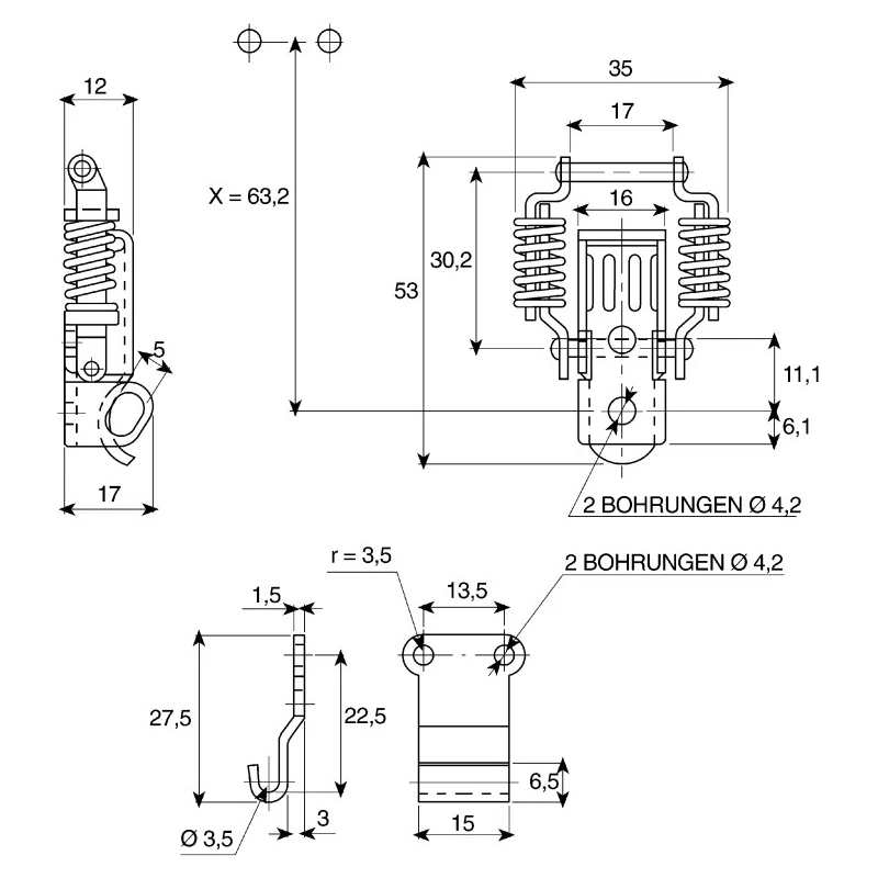 Savigny Stainless Steel Spring Loaded Toggle Latch 53 mm Length 35 mm Width 17 mm Depth 40002 EIB