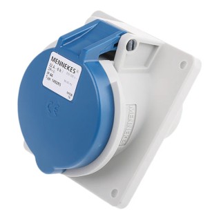 MENNEKES Industrial Power Connector Panel Mount Blue Polycarbonate 32A 230V 3 Pole IP44 7313 IP44