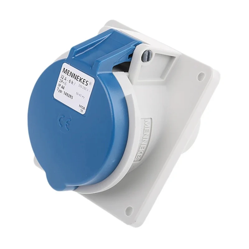 MENNEKES Industrial Power Connector Panel Mount Blue Polycarbonate 32A 230V 3 Pole IP44 7313 IP44