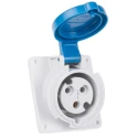 MENNEKES Industrial Power Connector Panel Mount Blue Polycarbonate 32A 230V 3 Pole IP44 7313 IP44