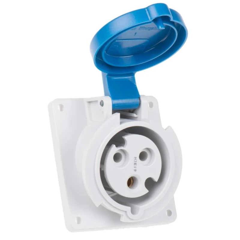 MENNEKES Industrial Power Connector Panel Mount Blue Polycarbonate 32A 230V 3 Pole IP44 7313 IP44