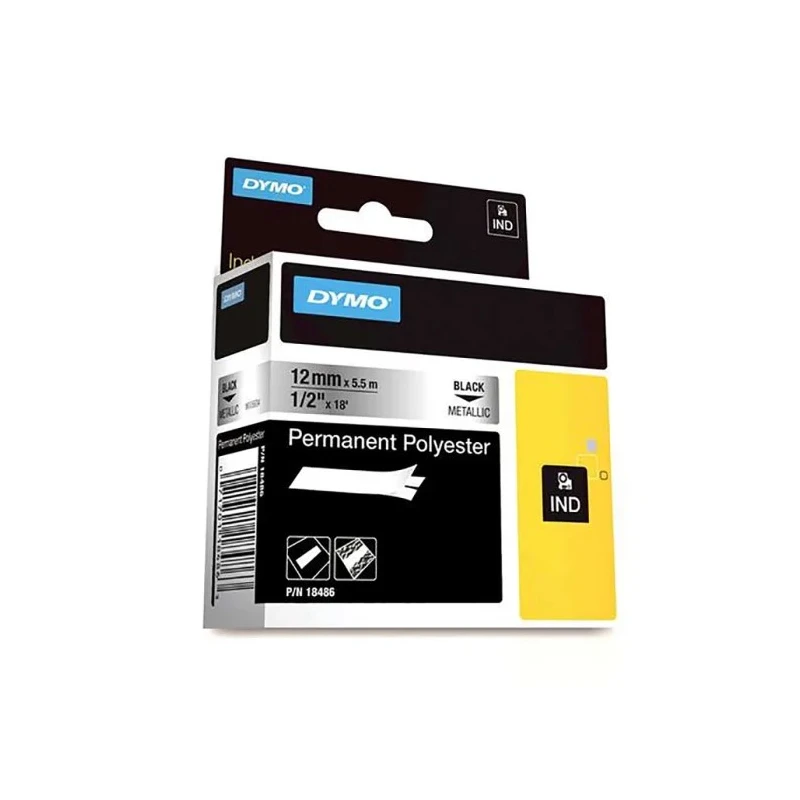 Dymo Label Printer Tape 1/2 inch IND Permanent Polyester Label 5.5 m Length 18486
