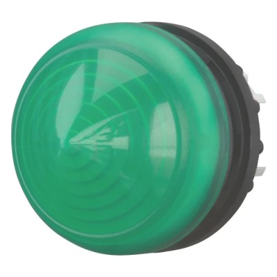 Eaton Green Pilot Light, 23 mm Cutout Diameter, Round Dome Shape, Plastic Bezel, IP67 & IP69K Panel Mount 216780 M22-LH-G