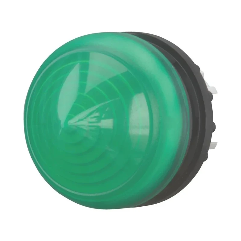 Eaton Green Pilot Light, 23 mm Cutout Diameter, Round Dome Shape, Plastic Bezel, IP67 & IP69K Panel Mount 216780 M22-LH-G