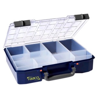 Raaco Adjustable Compartments 9 Cell Blue Polypropylene Compartment Box 79 mm x 337 mm x 278 mm 143974