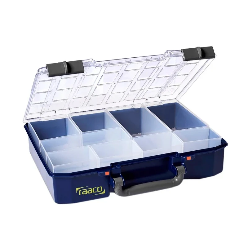 Raaco Adjustable Compartments 9 Cell Blue Polypropylene Compartment Box 79 mm x 337 mm x 278 mm 143974