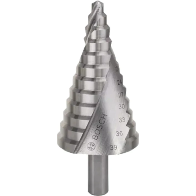 Bosch HSS Step Drill Bit 6 to 39 mm Diameter, 93.5 mm Length, Triangular Shank, High-Speed Steel 2608597521