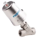 Festo Pneumatic Actuated Angle Seat Valve 40 bar 1/2 in Threaded NC Spring Return VZXF-L-M22C-M-B-G12-130-M1-V4V4T-50-40