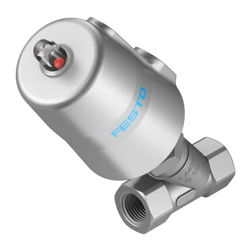Festo Pneumatic Actuated Angle Seat Valve 40 bar 1/2 in Threaded NC Spring Return VZXF-L-M22C-M-B-G12-130-M1-V4V4T-50-40