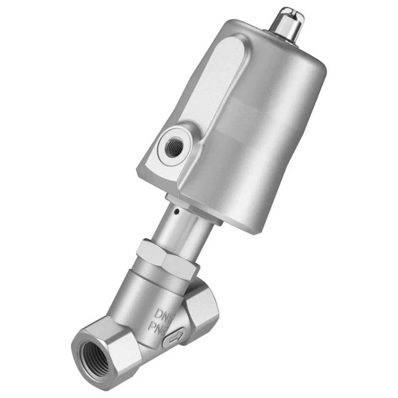 Festo Pneumatic Actuated Angle Seat Valve 40 bar 1/2 in Threaded NC Spring Return VZXF-L-M22C-M-B-G12-130-M1-V4V4T-50-40