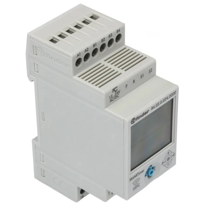 Finder 84 Series DIN Rail Digital Timer, 2-Contact, DPDT, 110 to 240 V dc, 12 V ac, 24 V ac, 0.1 s to 9999 84.02.0.024.0000