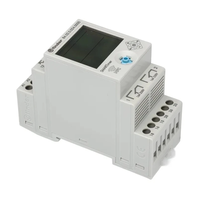 Finder 84 Series DIN Rail Digital Timer, 2-Contact, DPDT, 110 to 240 V dc, 12 V ac, 24 V ac, 0.1 s to 9999 84.02.0.024.0000
