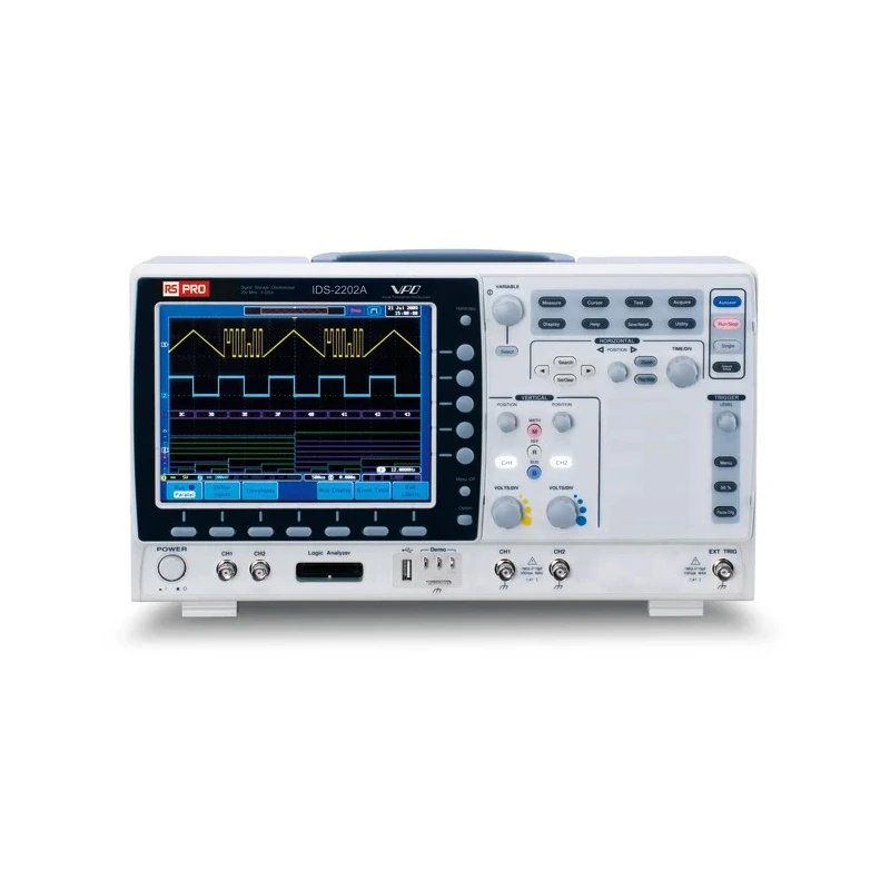 RS PRO 200 MHz Bench Digital Storage Oscilloscope 2 Channels 8 Inch Colour TFT LCD IDS2202A 124-1953