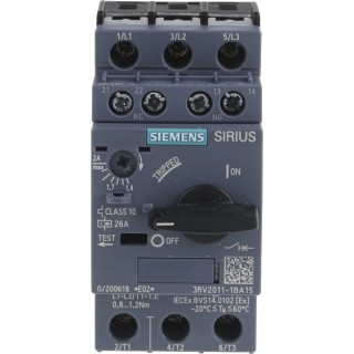 Siemens 3RV2 Motor Protection Circuit Breaker, 3 Poles, 1.4 A and 2 A Current Rating, 690V Supply Voltage 3RV2011-1BA15
