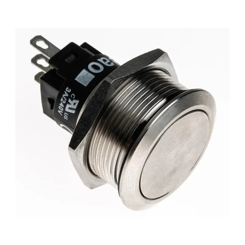 EAO Stainless Steel Push Button Switch Panel Mount Momentary SPDT 22.3 mm Cutout IP65 IP67 240 V AC/DC 82-6151.1000