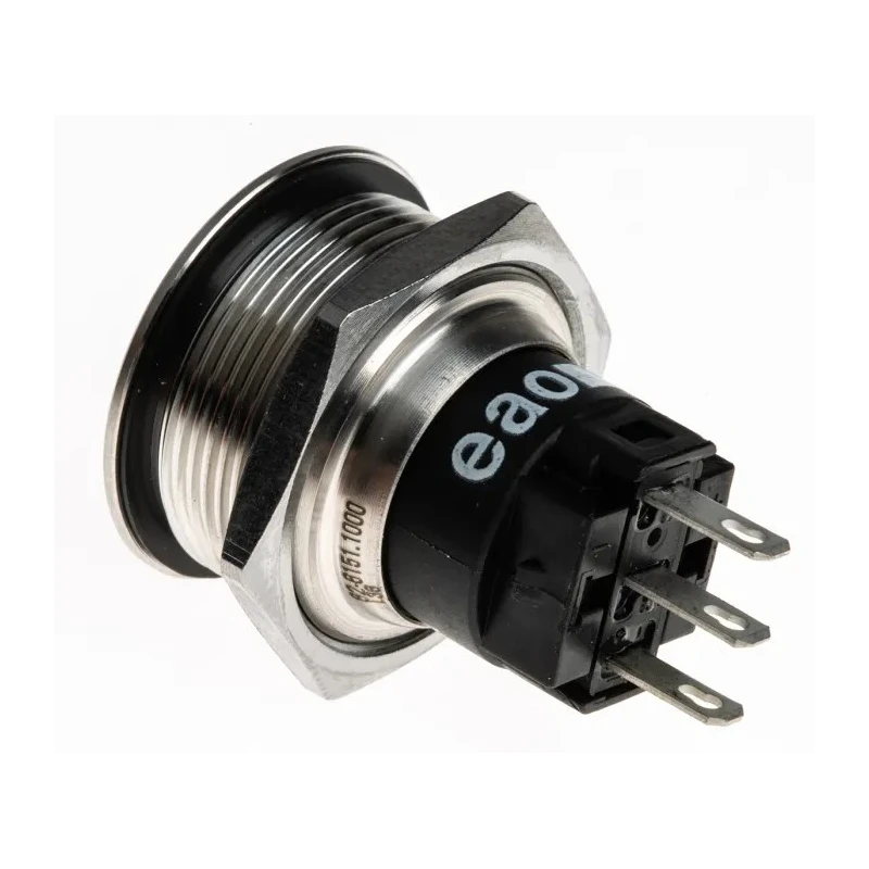 EAO Stainless Steel Push Button Switch Panel Mount Momentary SPDT 22.3 mm Cutout IP65 IP67 240 V AC/DC 82-6151.1000