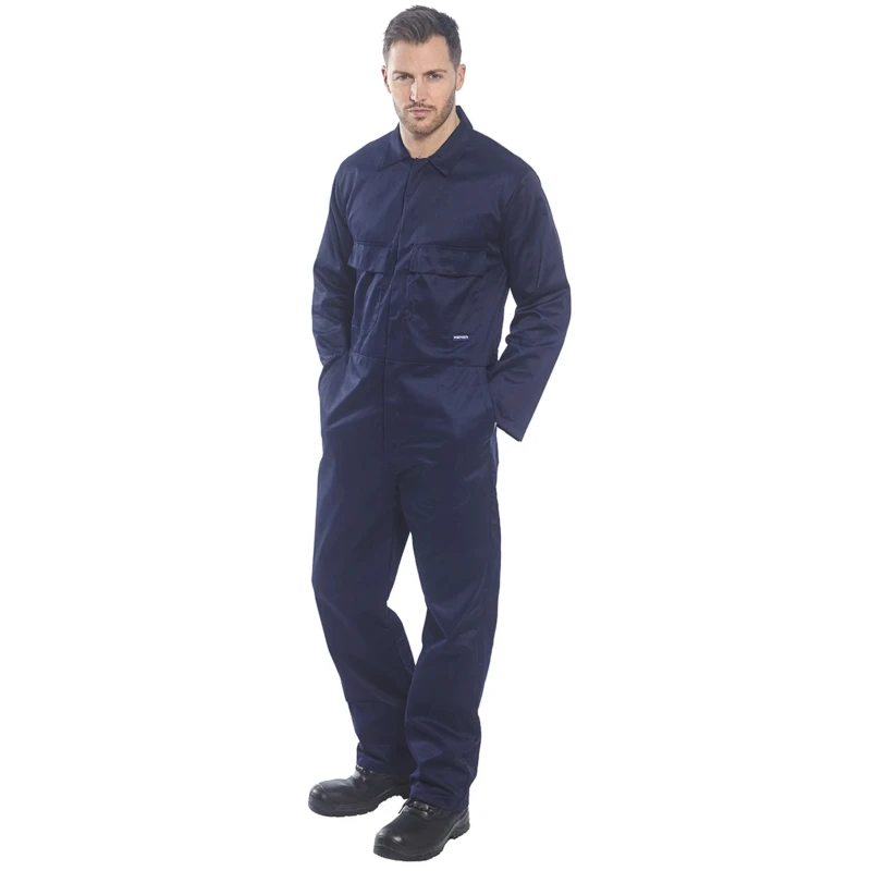 RS PRO Navy Reusable Overall, Coverall Type, Size L, Chest 42 to 44 inch, Polyester Cotton Material, Stud Closure 124-8235
