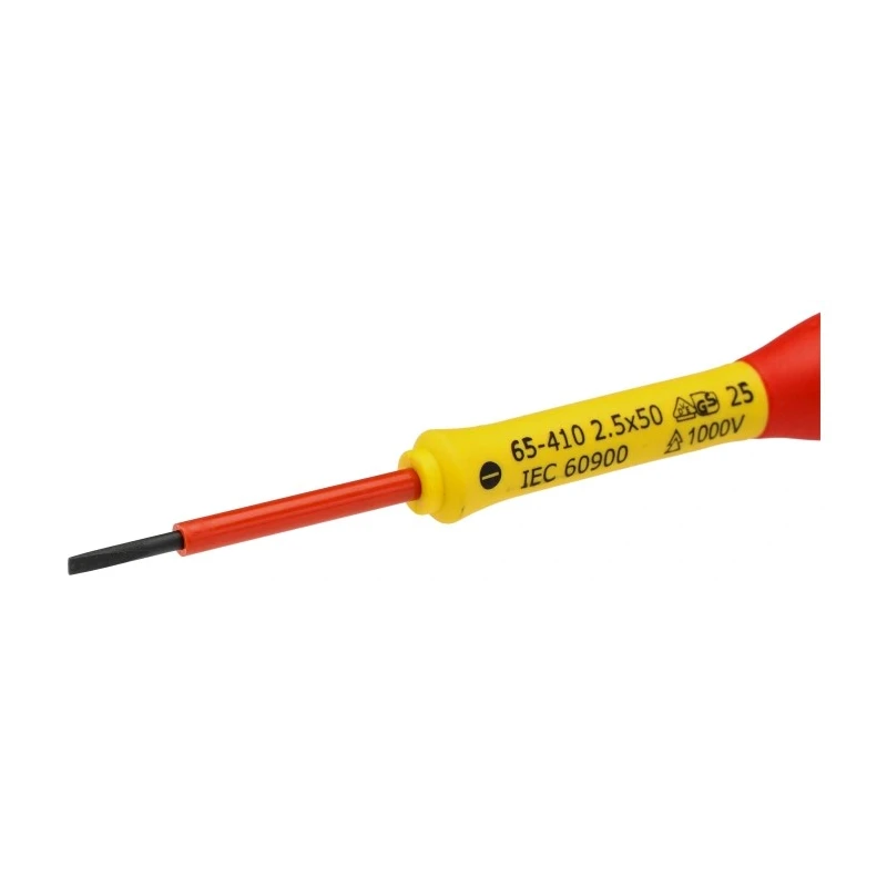 Stanley Insulated Screwdriver 2.5 mm Tip Thickness, 50 mm Blade Length, Soft Grip Handle, VDE/1000V Approved, 155mm 0-65-410