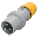 Scame Optima IP44 Yellow Cable Mount 2P+PE Straight Industrial Power Connector 63A 110V IP44