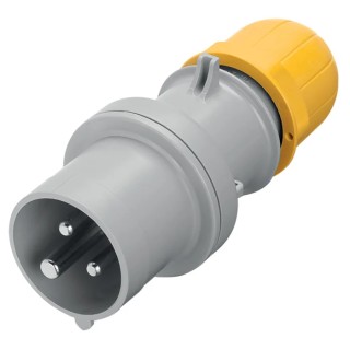 Scame Optima IP44 Yellow Cable Mount 2P+PE Straight Industrial Power Connector 63A 110V IP44