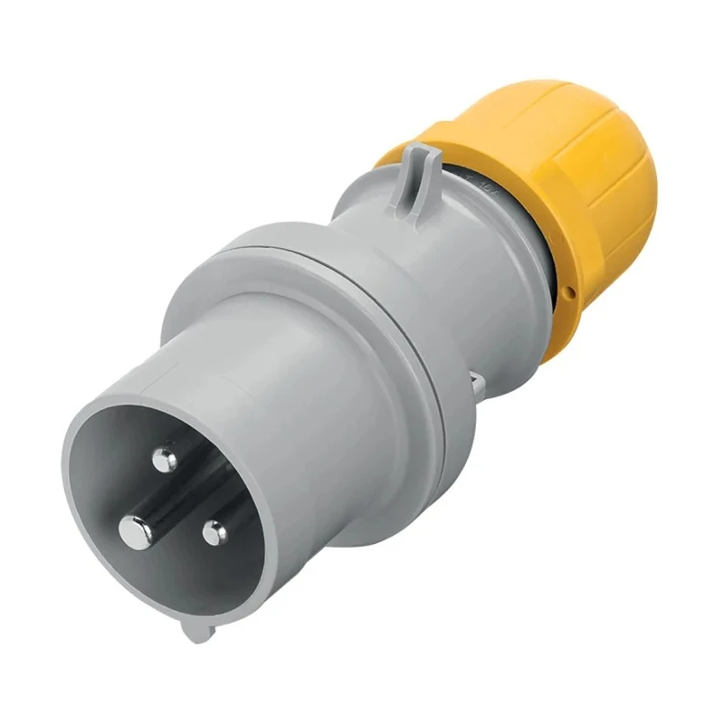 Scame Optima IP44 Yellow Cable Mount 2P+PE Straight Industrial Power Connector 63A 110V IP44