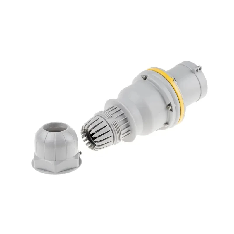 Scame Optima IP44 Yellow Cable Mount 2P+PE Straight Industrial Power Connector 63A 110V IP44