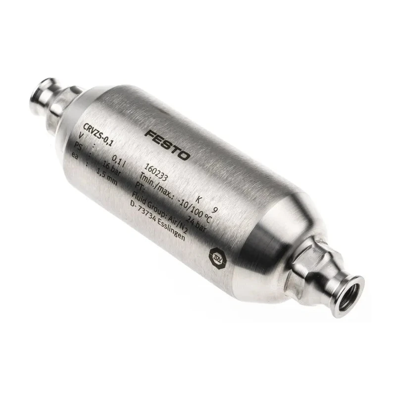 Festo Pneumatic Air Reservoir 0.1L, G 1/8 Port, High Alloy Stainless Steel, 16 bar Maximum Pressure CRVZS-0.1