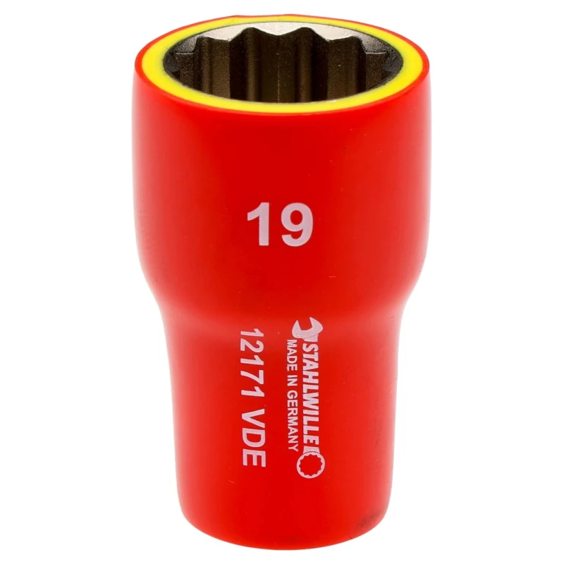 STAHLWILLE 3/8 in Drive 19 mm 12 Point Hex Chrome Plated Steel Socket VDE 1000V Approved 50mm Overall Length 2380019