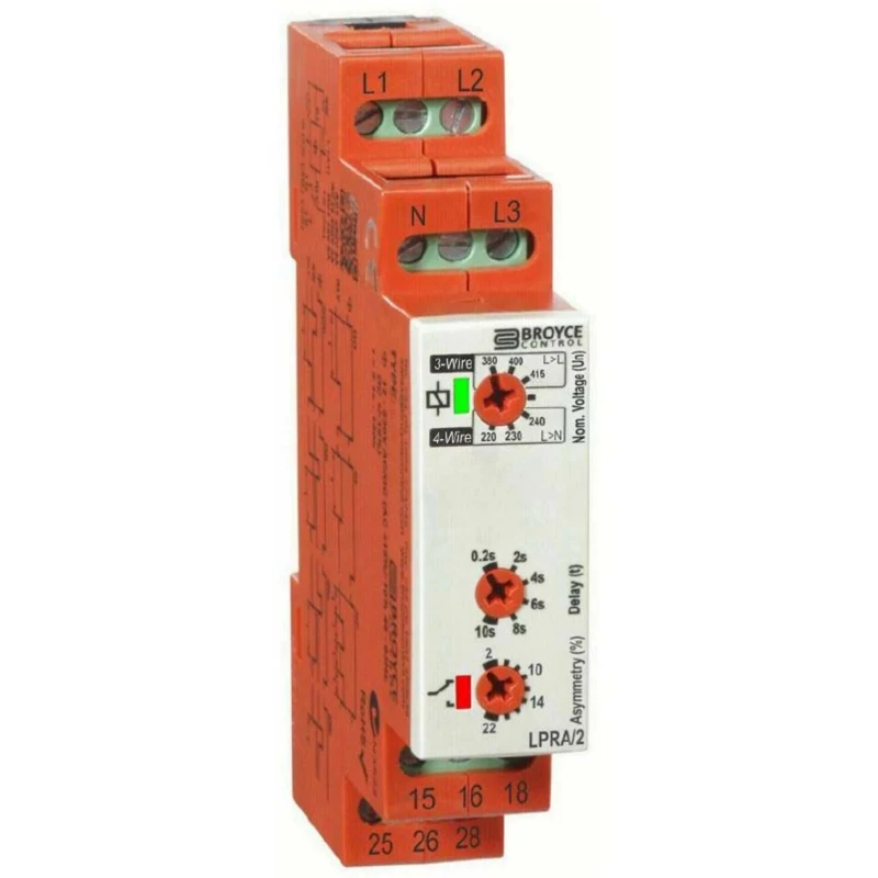 Broyce Control 3 Phase Monitoring Relay DPDT DIN Rail Mount 243-540 V AC LPRA/2 400V