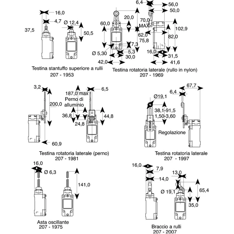Honeywell Technologies GLB Series Rod Limit Switch 1 NO/1 NC Contact Configuration IP67 Die Cast Zinc Housing 600V AC 10A 