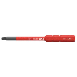 Wiha Square Screwdriver Bit, 6 mm Drive Size, SL 1 Tip, Chrome Molybdenum Steel, 75mm Overall Length 35511