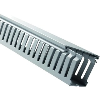 RS PRO Grey Open Slot Cable Trunking Width 100mm Depth 100mm Length 2m Polyvinyl Chloride W100mm