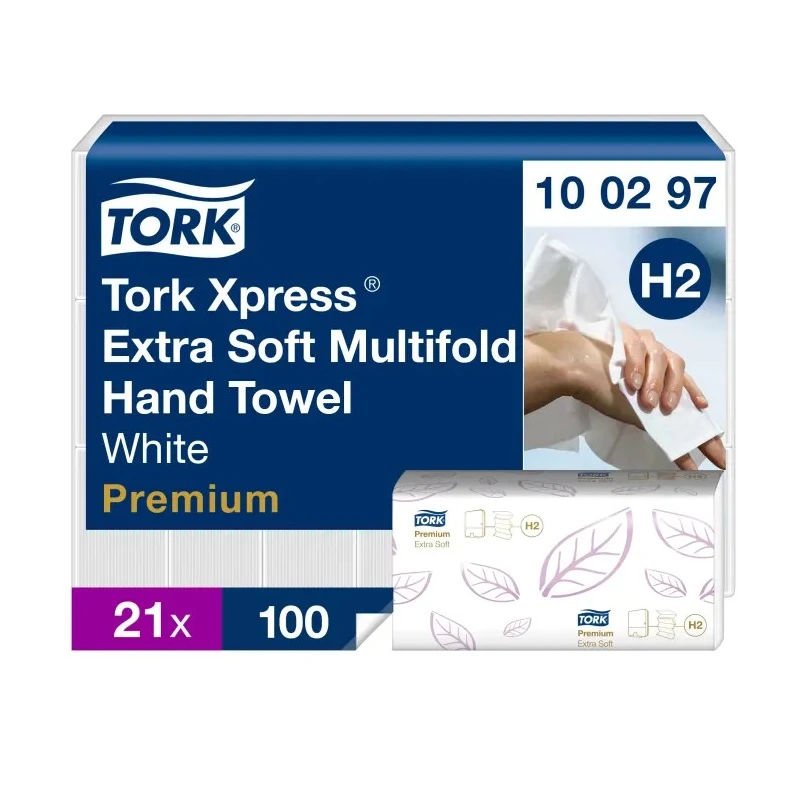Tork Xpress Folded Paper Towel, White, 340 x 212 mm Unfolded, 85 x 212 mm Folded, 2 Ply, 100 Sheets 100297