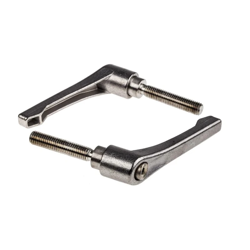 RS PRO Stainless Steel Clamping Lever, Male Thread M10 x 50 mm Insert Length, Length 78 mm, Silver 144-3616