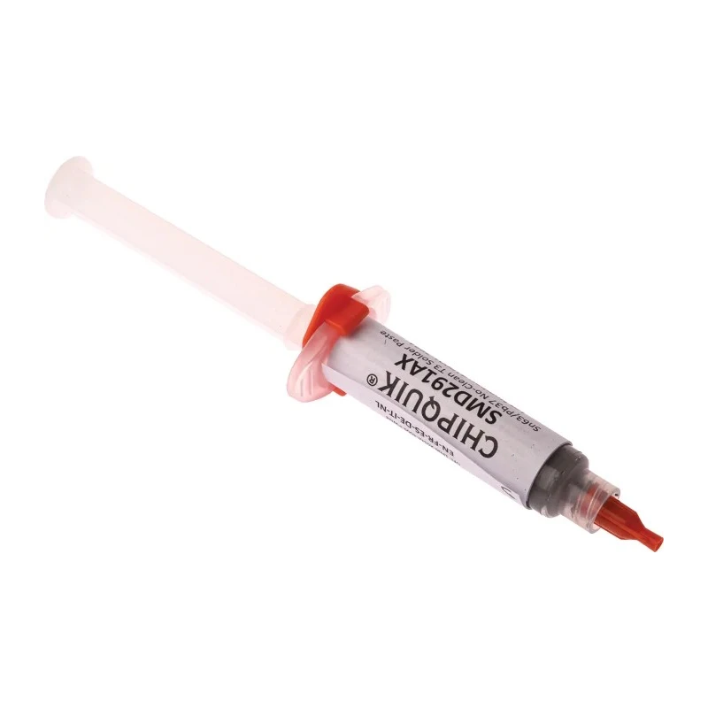 CHIPQUIK Solder Paste No Clean 63Sn/37Pb in 15 g Syringe with Plunger and Tip SMD291AX