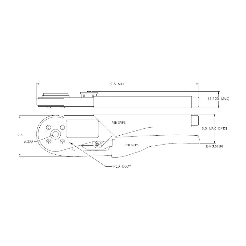 FCT from Molex Crimp Tool for FMP High Current Contacts Series 173112, Plain Handle, Overall 1731121731-FCT / 1731121731