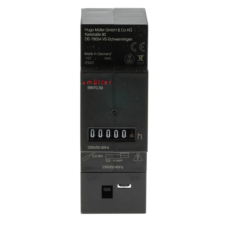 Muller 5 Digit DIN Rail Mounted Hour Counter Meter 230V AC BW70